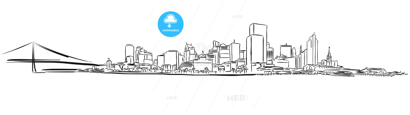 San Francisco Downtown Outline Sketch – instant download