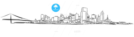 San Francisco Downtown Outline Sketch – instant download