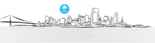 San Francisco Downtown from Pier Sketch – instant download