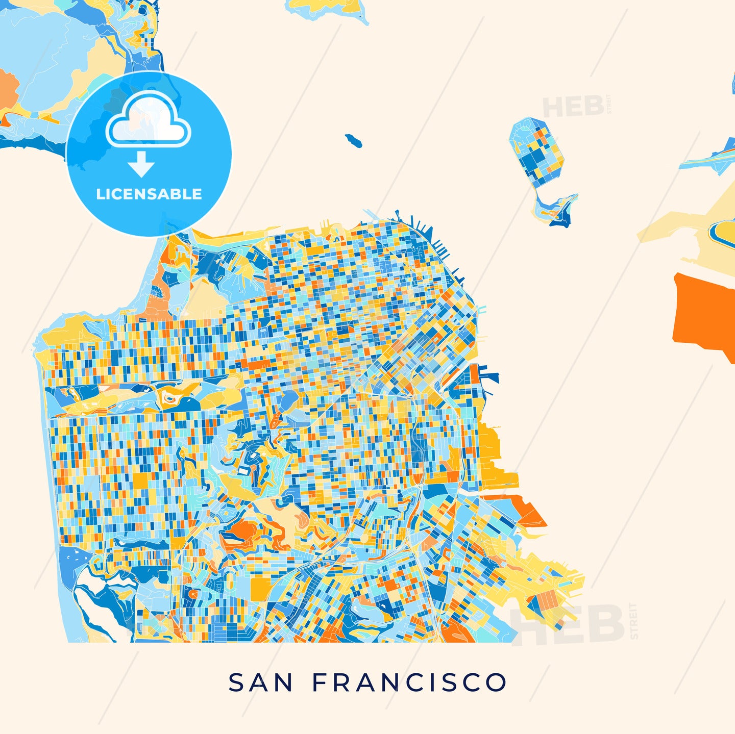 San Francisco colorful map poster template