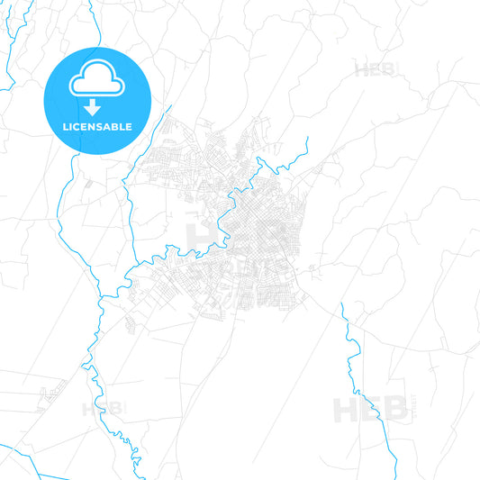 San Francisco de Macorís, Dominican Republic PDF vector map with water in focus