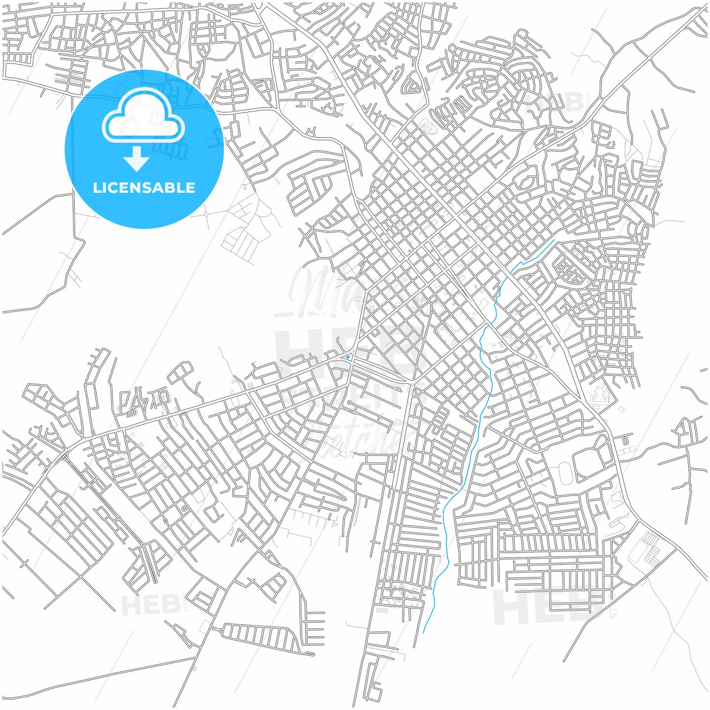 San Francisco de Macorís, Duarte, Dominican Republic, city map with high quality roads.