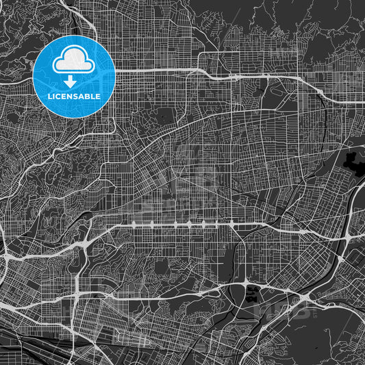 San Gabriel, California - Area Map - Dark