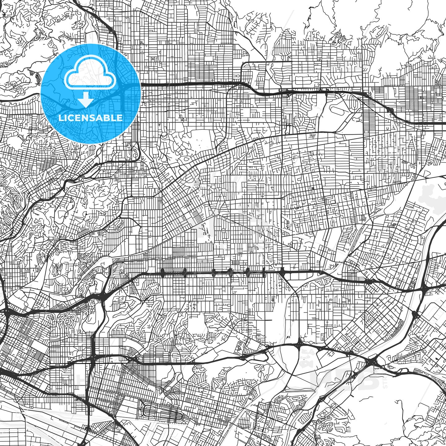 San Gabriel, California - Area Map - Light