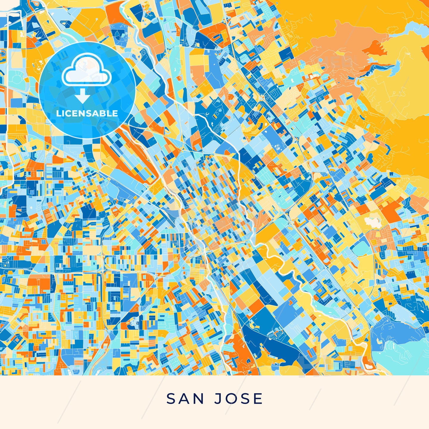 San Jose colorful map poster template