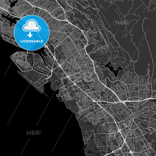 San Leandro, California - Area Map - Dark