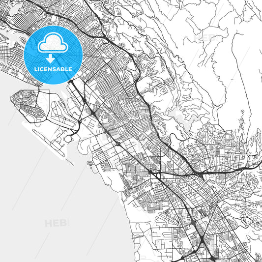 San Leandro, California - Area Map - Light