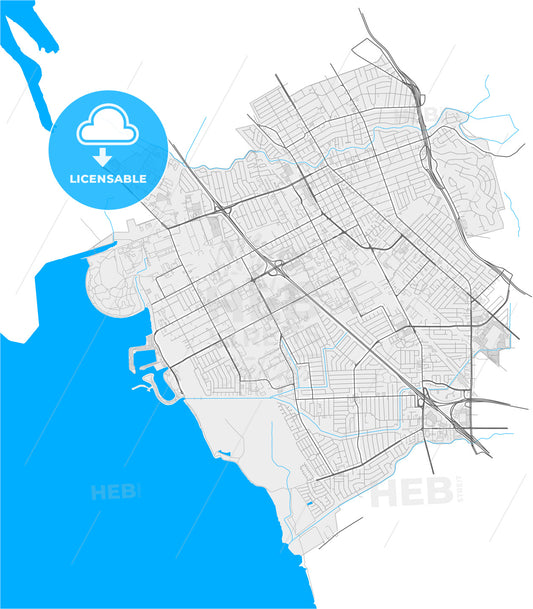 San Leandro, California, United States, high quality vector map
