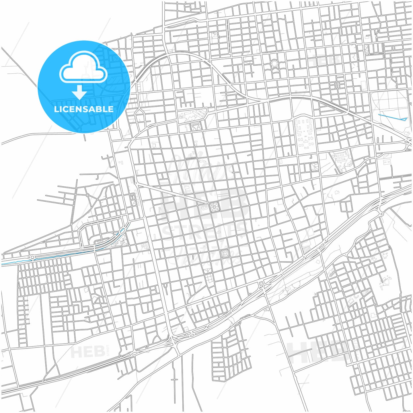 San Luis, Argentina, city map with high quality roads.