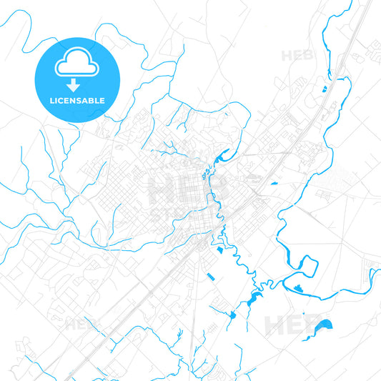 San Marcos, Texas, United States, PDF vector map with water in focus