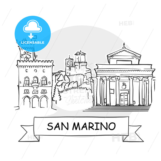 San Marino Cityscape Vector Sign – instant download