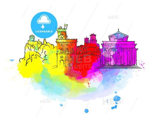 San Marino Colorful Landmark Banner – instant download