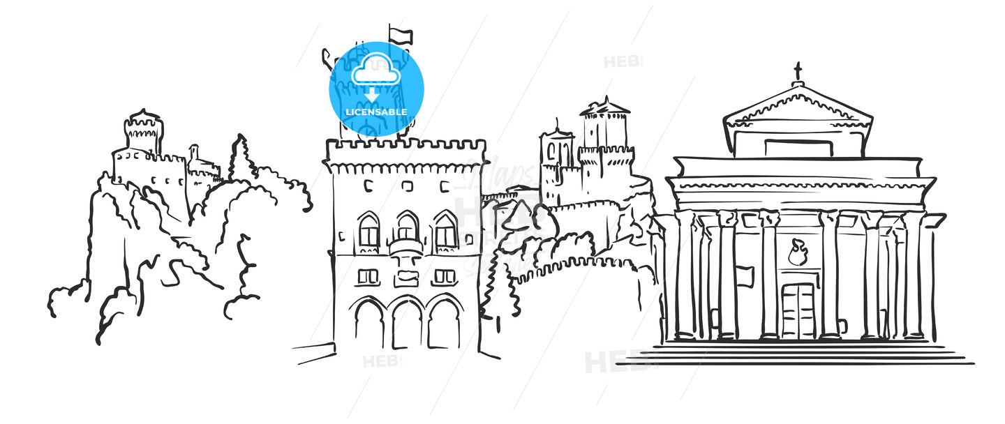 San Marino Panorama Sketch – instant download