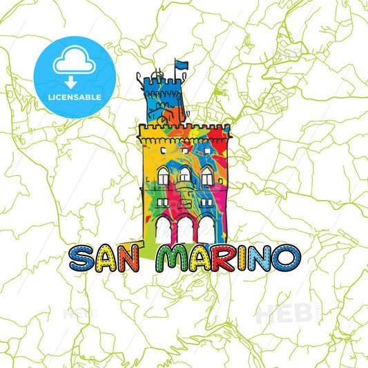 San Marino Travel Art Map