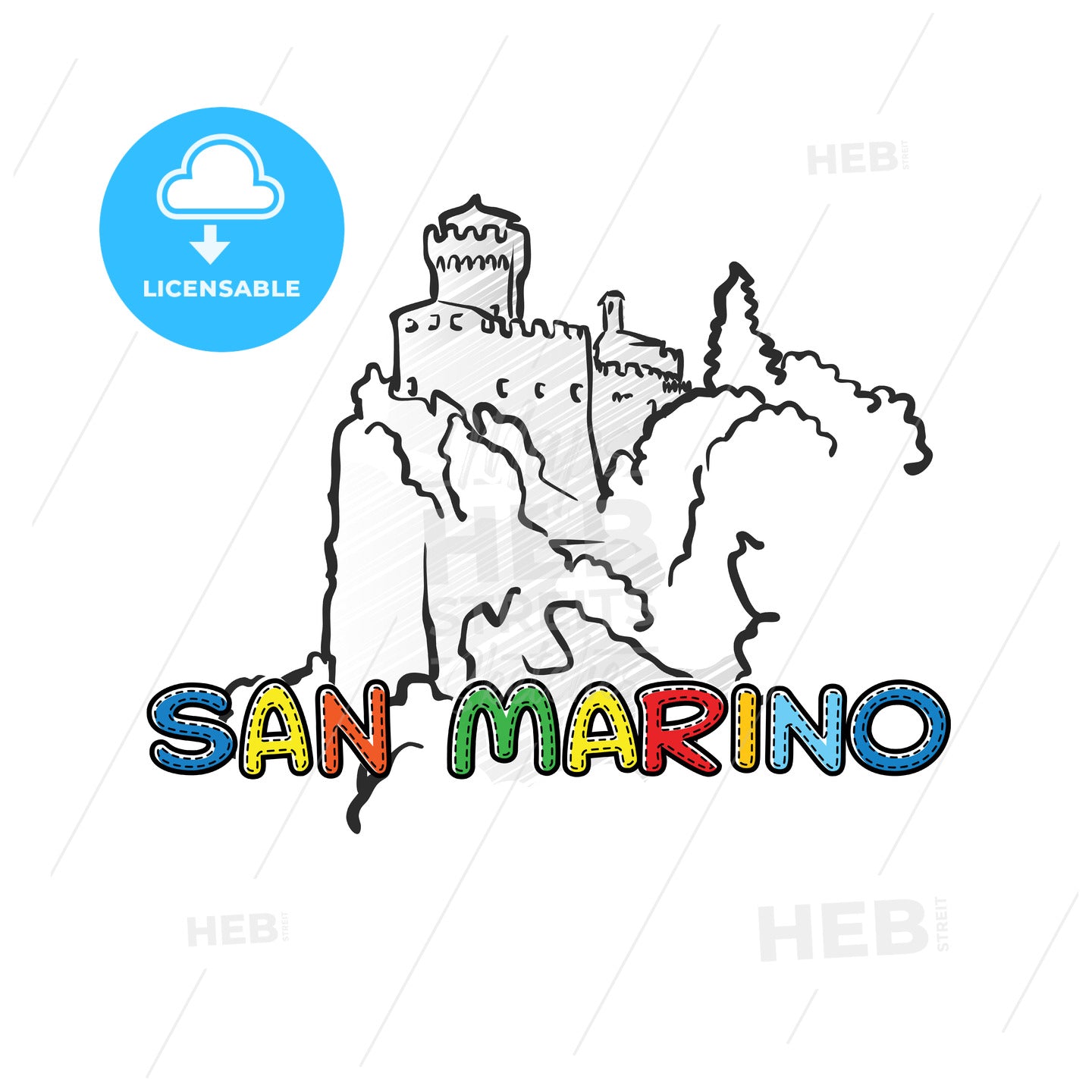San Marino beautiful sketched icon – instant download