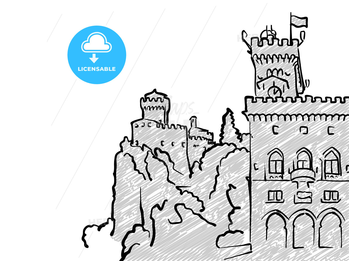 San Marino famous Travel Sketch – instant download