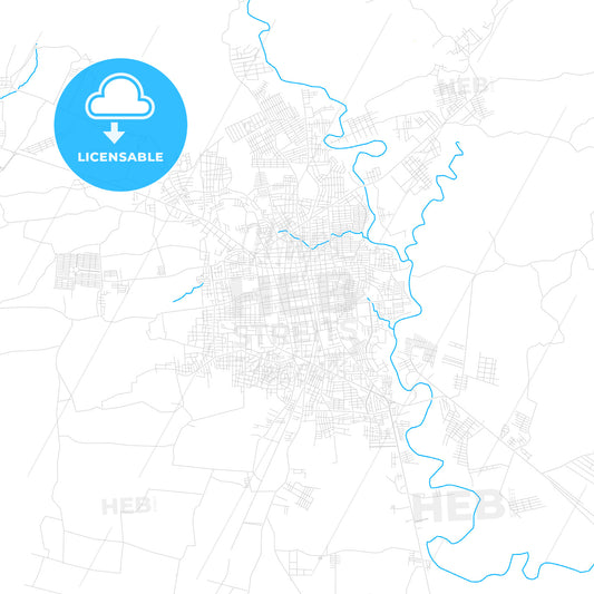San Miguel, El Salvador PDF vector map with water in focus