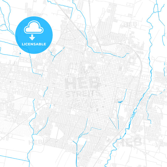 San Miguel de Tucuman, Argentina PDF vector map with water in focus