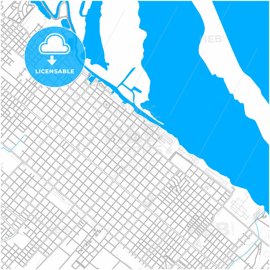 San Nicolas de los Arroyos, Argentina, city map with high quality roads.