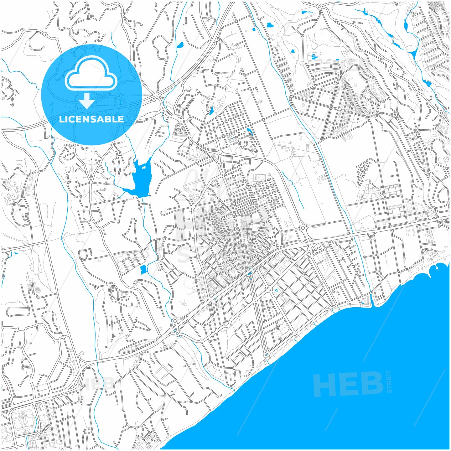 San Pedro de Alcántara, Málaga, Spain, city map with high quality roads.