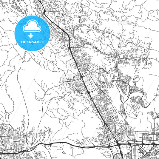 San Ramon, California - Area Map - Light