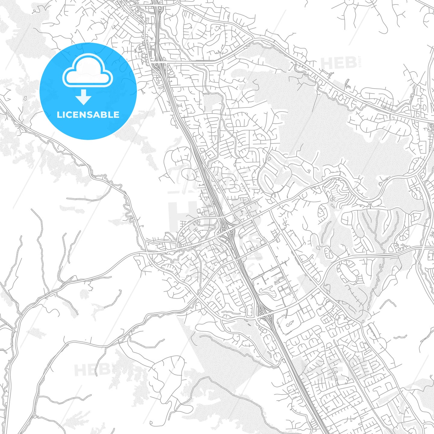 San Ramon, California, USA, bright outlined vector map