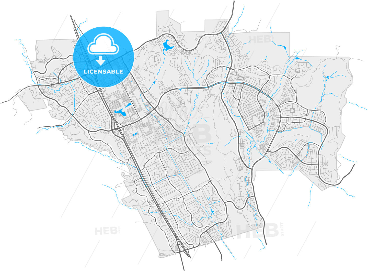 San Ramon, California, United States, high quality vector map