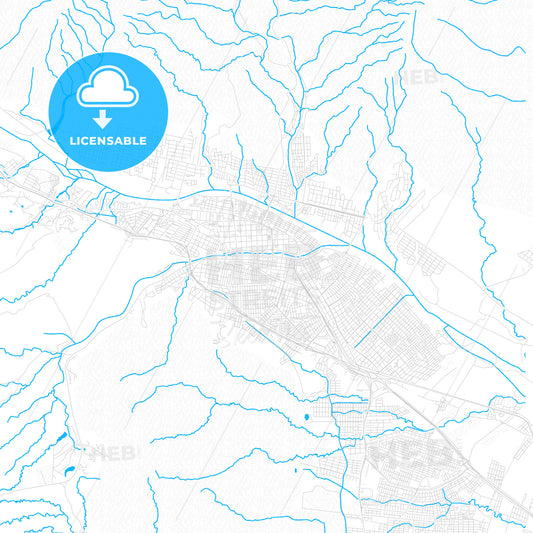 San Salvador de Jujuy, Argentina PDF vector map with water in focus