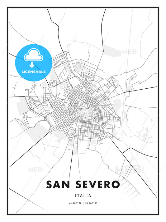 San Severo, Italy, Modern Print Template in Various Formats - HEBSTREITS Sketches