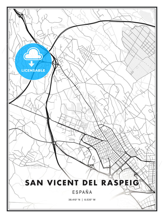 San Vicent del Raspeig, Spain, Modern Print Template in Various Formats - HEBSTREITS Sketches