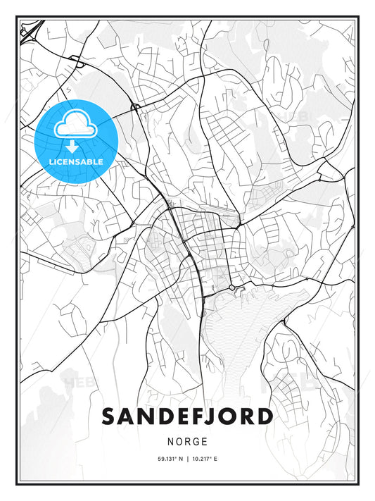Sandefjord, Norway, Modern Print Template in Various Formats - HEBSTREITS Sketches