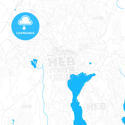 Sandefjord, Norway PDF vector map with water in focus