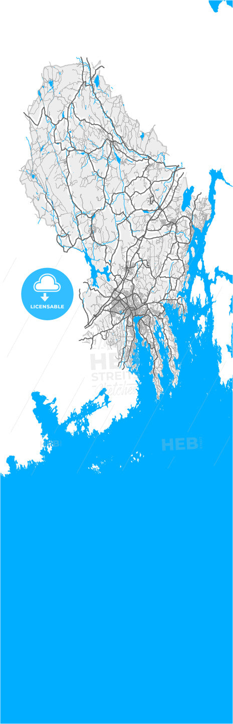 Sandefjord, Vestfold, Norway, high quality vector map