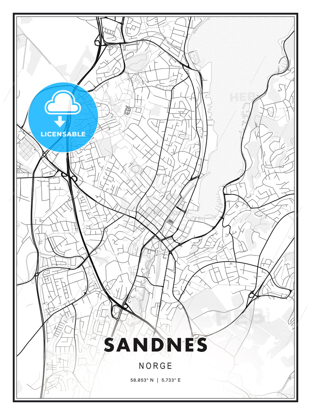 Sandnes, Norway, Modern Print Template in Various Formats - HEBSTREITS Sketches