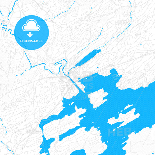 Sandvika, Norway PDF vector map with water in focus