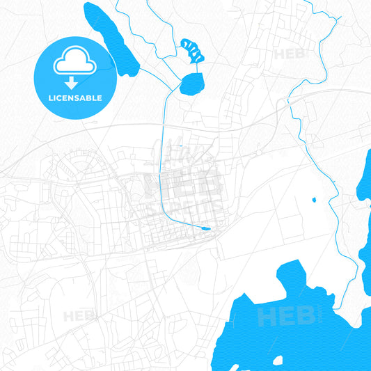 Sandviken, Sweden PDF vector map with water in focus