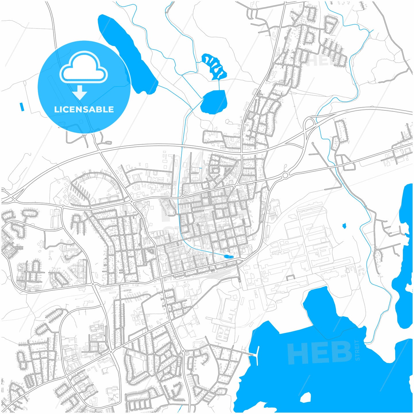 Sandviken, Sweden, city map with high quality roads.