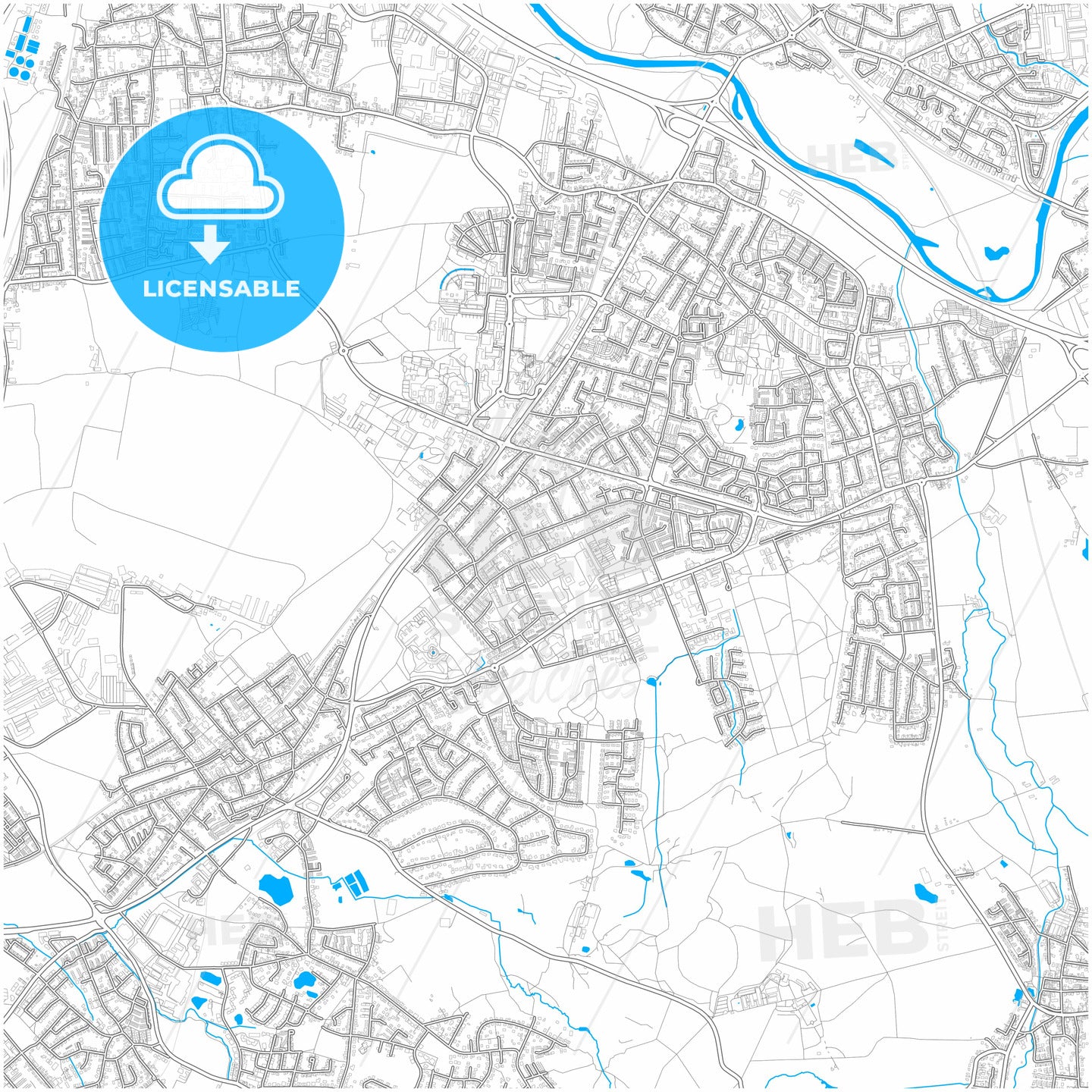 Sankt Augustin, North Rhine-Westphalia, Germany, city map with high quality roads.