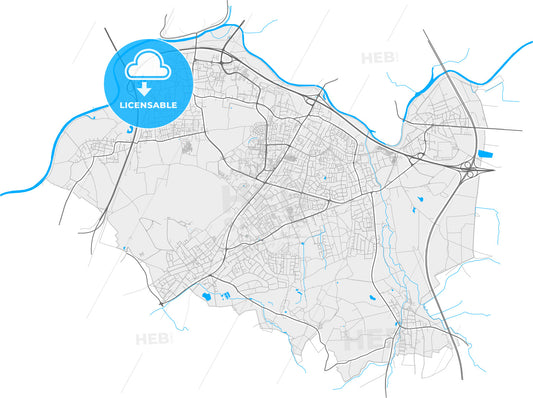 Sankt Augustin, North Rhine-Westphalia, Germany, high quality vector map