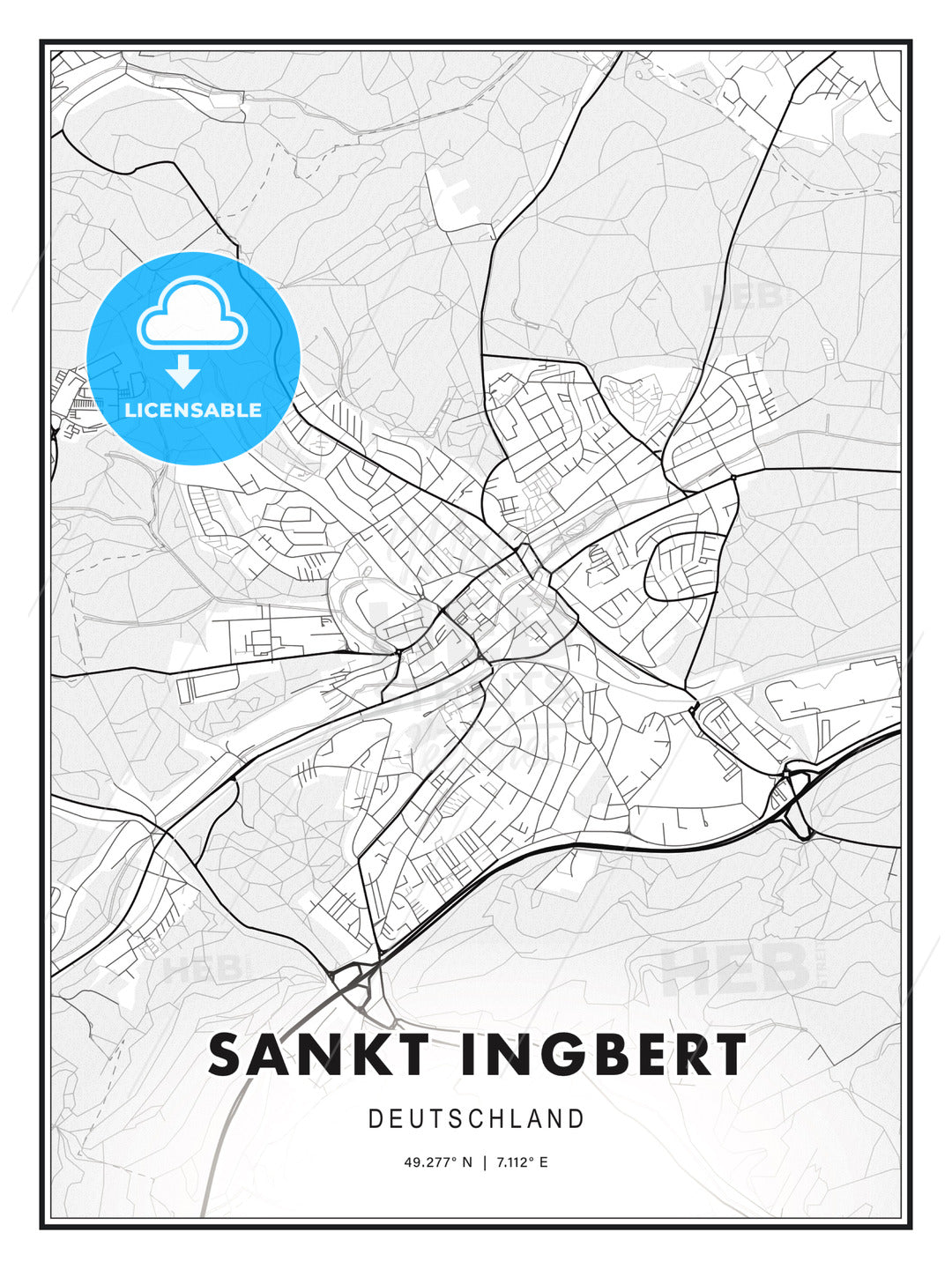 Sankt Ingbert, Germany, Modern Print Template in Various Formats - HEBSTREITS Sketches