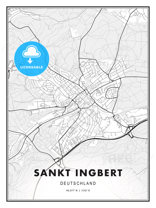 Sankt Ingbert, Germany, Modern Print Template in Various Formats - HEBSTREITS Sketches