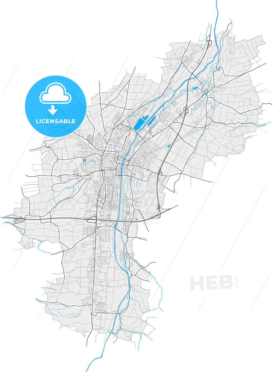 Sankt Pölten, Lower Austria, Austria, high quality vector map