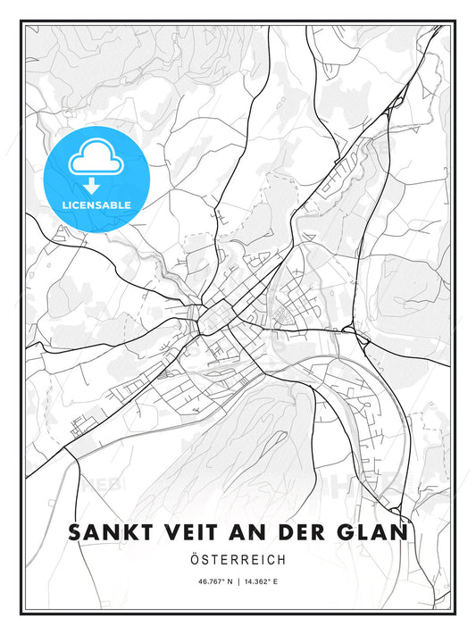 Sankt Veit an der Glan, Austria, Modern Print Template in Various Formats - HEBSTREITS Sketches