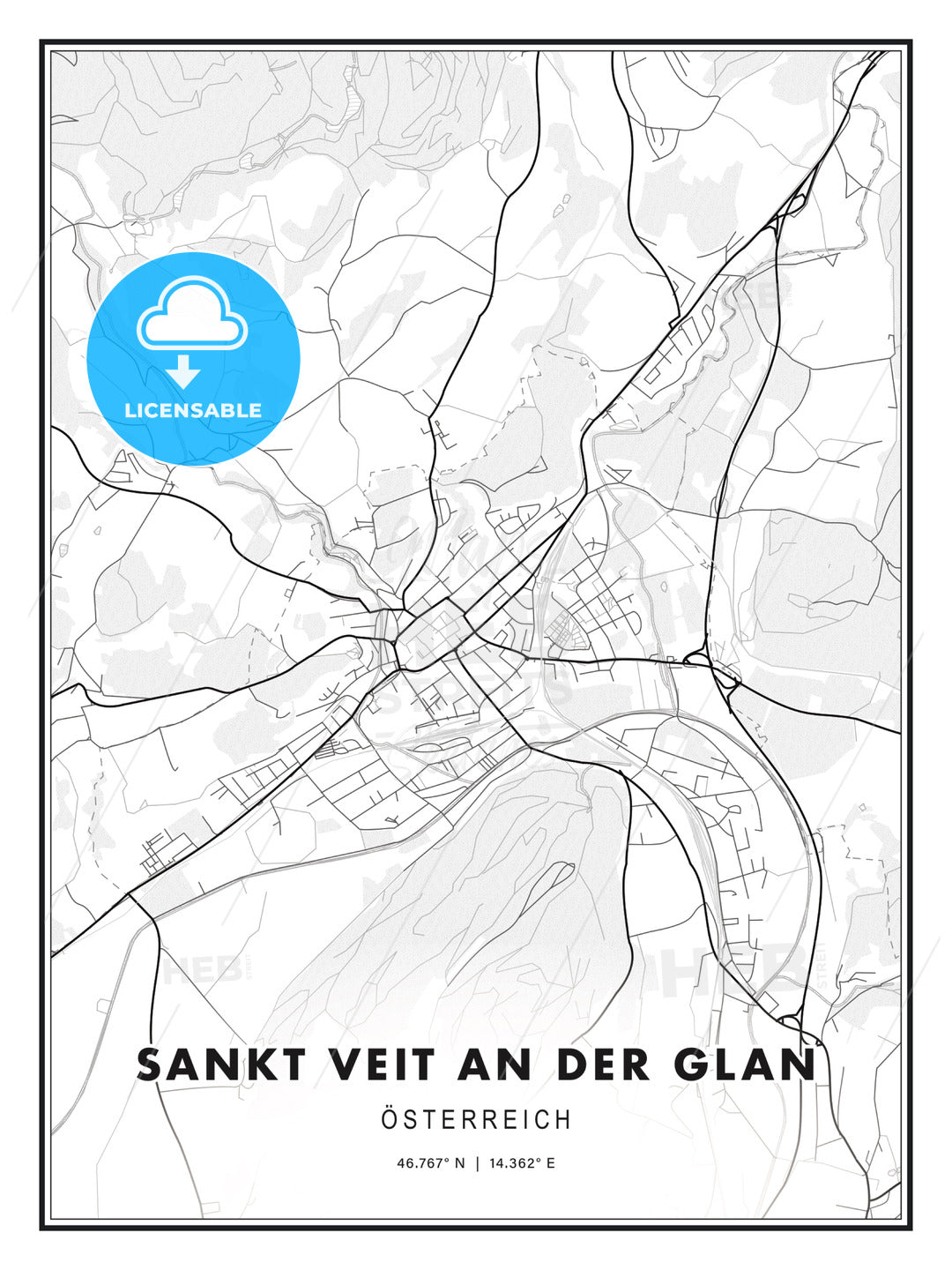 Sankt Veit an der Glan, Austria, Modern Print Template in Various Formats - HEBSTREITS Sketches