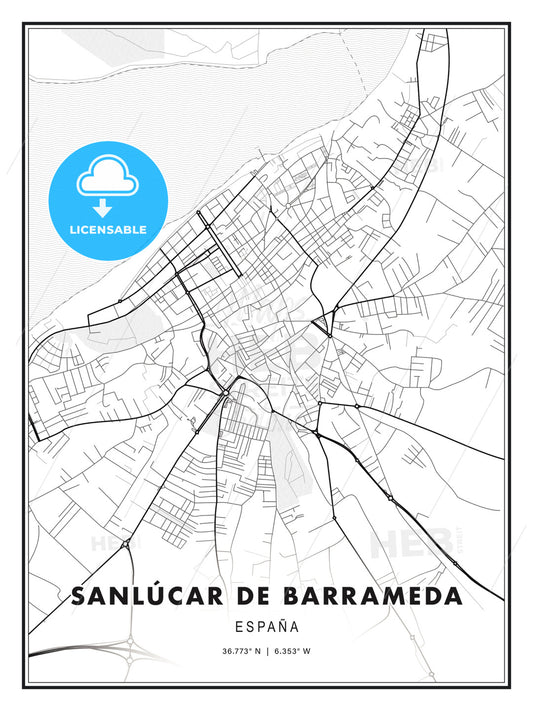 Sanlúcar de Barrameda, Spain, Modern Print Template in Various Formats - HEBSTREITS Sketches