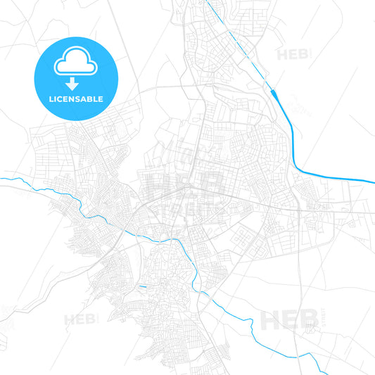 Şanlıurfa, Turkey PDF vector map with water in focus
