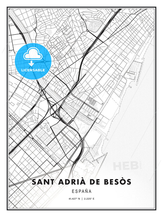 Sant Adrià de Besòs, Spain, Modern Print Template in Various Formats - HEBSTREITS Sketches