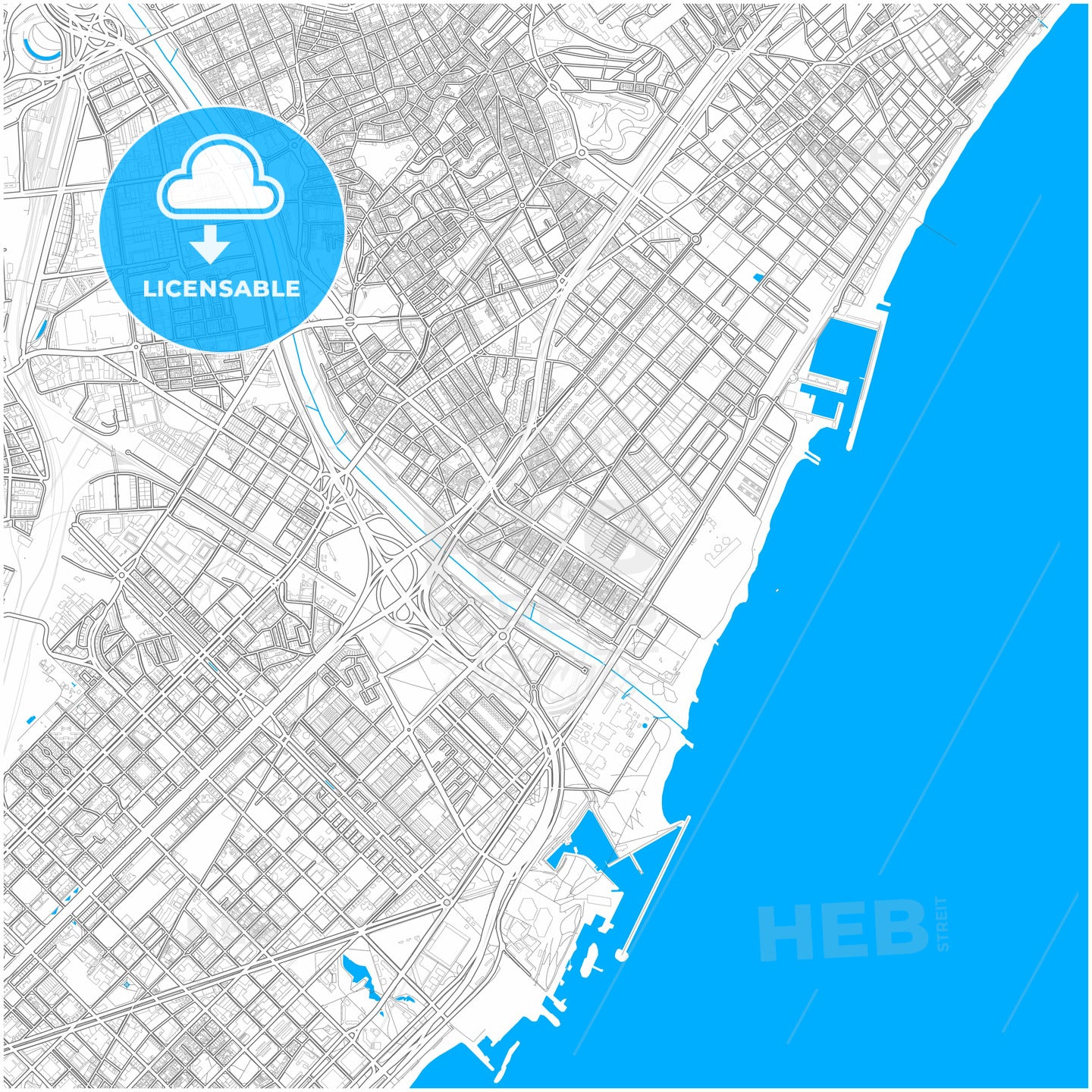 Sant Adrià de Besòs, Barcelona, Spain, city map with high quality roads.