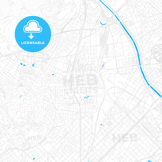 Sant Andreu de Palomar, Spain PDF vector map with water in focus