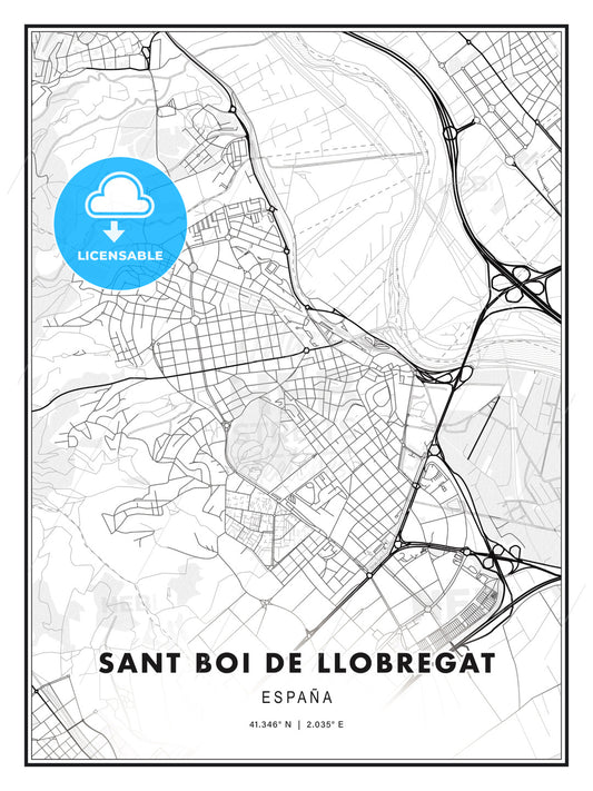 Sant Boi de Llobregat, Spain, Modern Print Template in Various Formats - HEBSTREITS Sketches